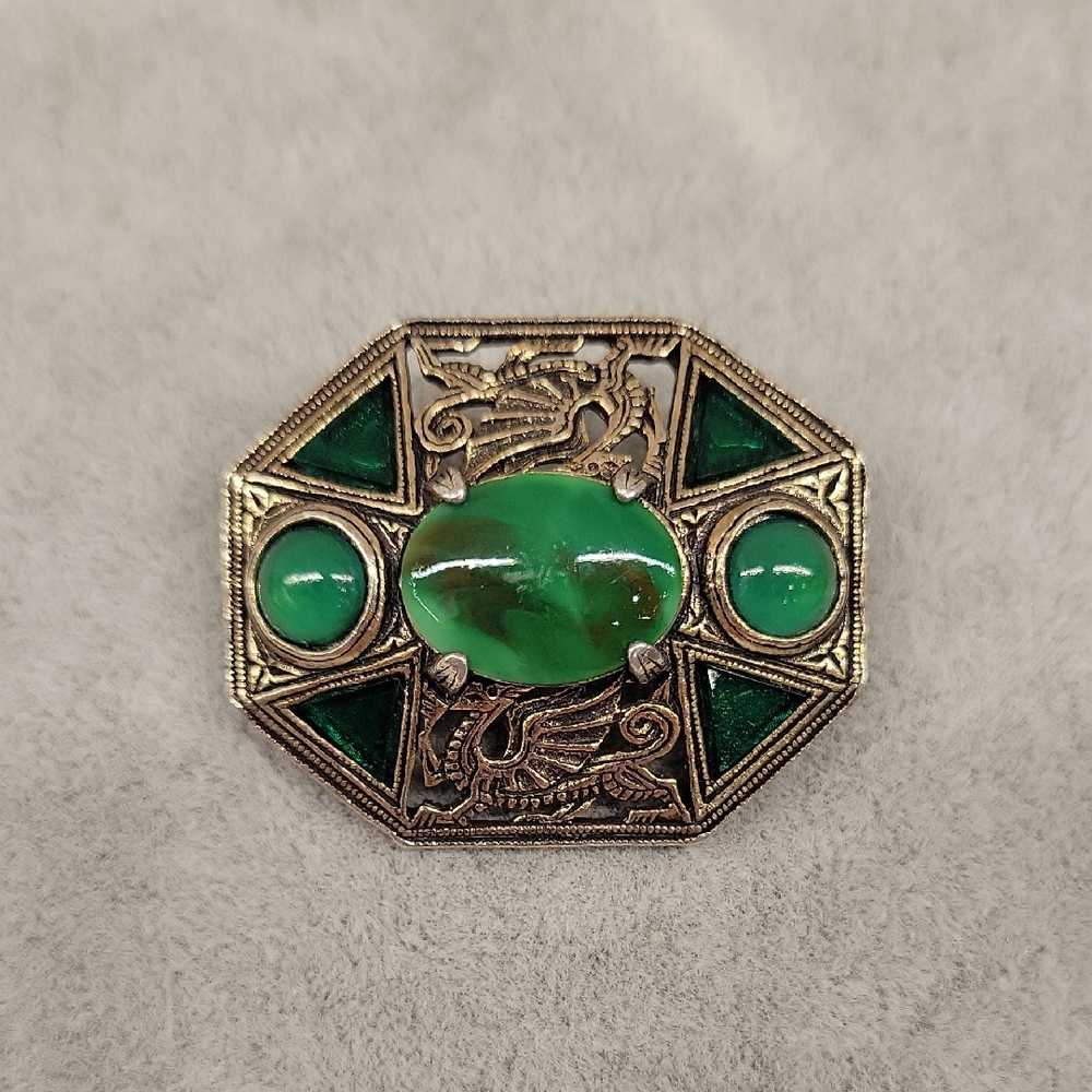 Vintage Celtic/Scottish Miracle Brooch Dragons